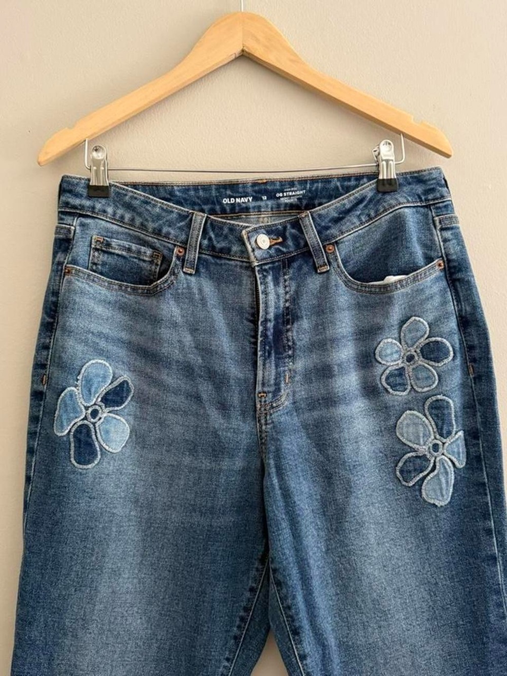 Old Navy High-Rise OG Straight Flower Power Jeans size 12 women’s - Picture 2 of 5